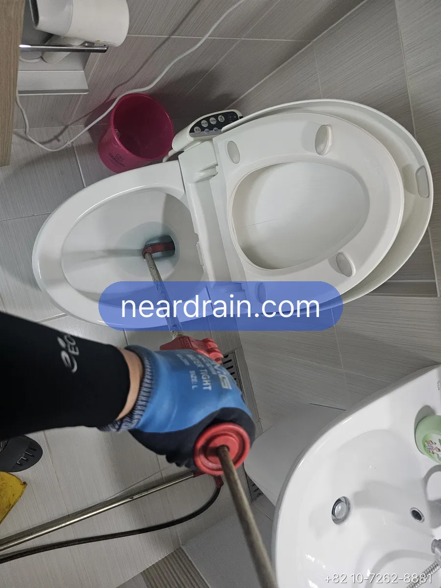 Toilet cleared without removal using specialized tools